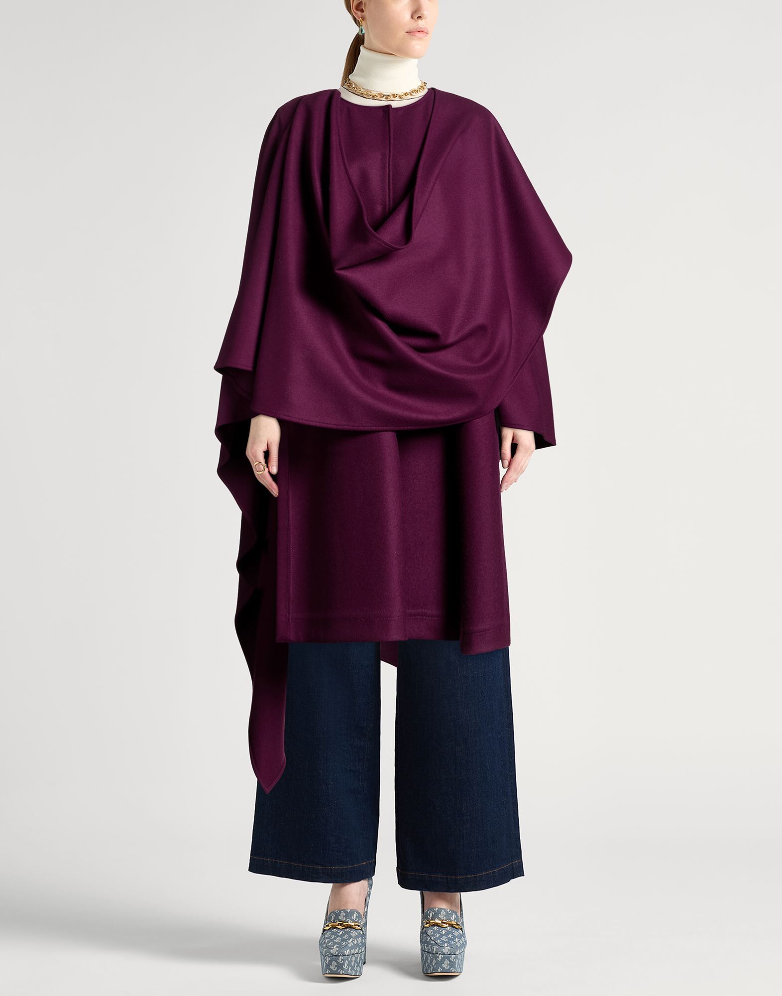 Alberta Ferretti Poncho Mujer Burdeos 36 Mujer