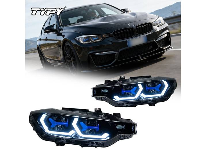 TYPY Set van 2 autolampen LED-koplamp lichtunits voor BMW F30 F35 2012-2019 met automatische mistlamp DRL remlichten en richtingaanwijzers