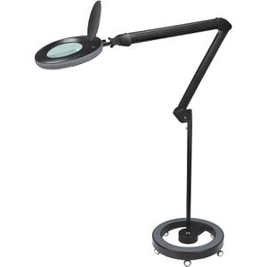 Lumeno Lupenleuchte 7218 MKIII, 127 mm Glaslinse, LED, 3x Vergrößerung (8 Dioptrien), schwarz, mit Rollstativ