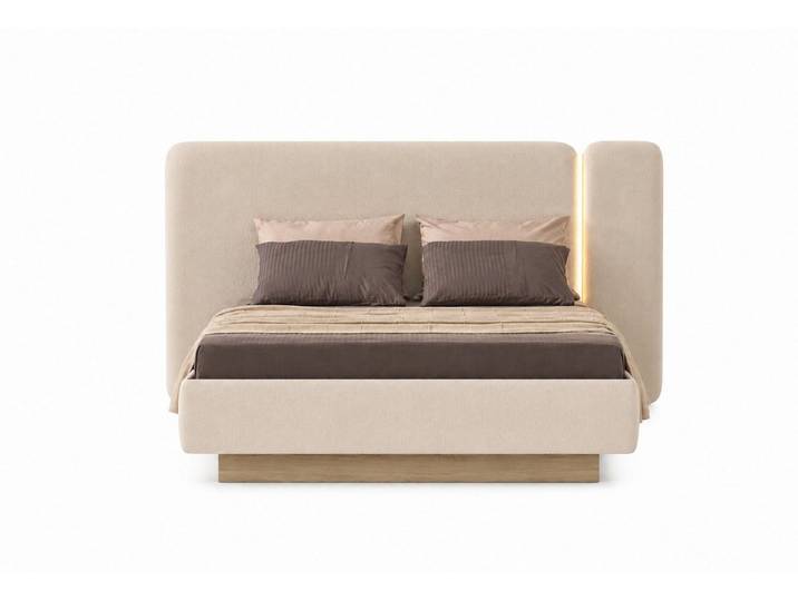JVmoebel Polsterbett Doppelbett weich bequem beige Beleuchtung beige, modern neu, Made in Europa