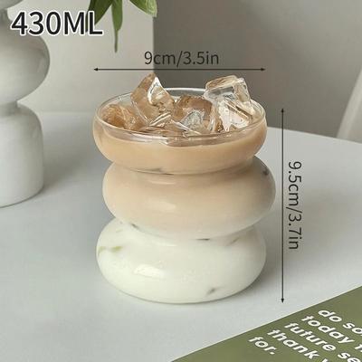 Uplifted Finds Creative Wave Shape Glass Tumbler High Performance Transparent Ripple Mug For Iced Coffee & Tea s4