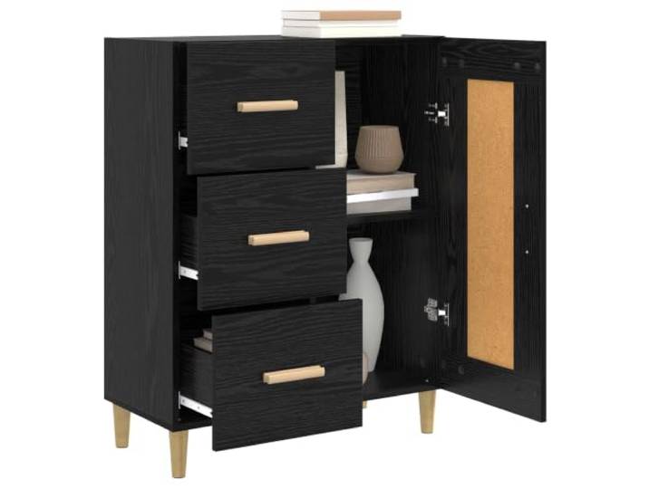 KKgypkn Sideboard Schwarze Eiche 69,5x34x90 cm Holzwerkstoff Brettregale, umkehrbare Tür, 90° Schwenktürscharniere, konische Beine, modernes Design