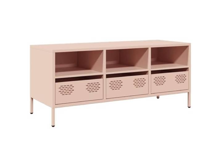 LKJephalotrope TV-Schrank Rosa 101,5x39x43,5 cm Metall Lowboard Moderner TV-Schrank aus Stahl in Rosa mit 3 Schubladen und 3 Fächern für Wohnzimmer und Schlafzimmer.