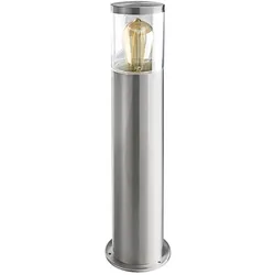 HEITRONIC Sockelleuchte NAXOS, IP44, 49cm, zylindrisch, E27 max. 6W, V2A Edelstahl / PC klar, für Lasergravur geeignet HEI-500682