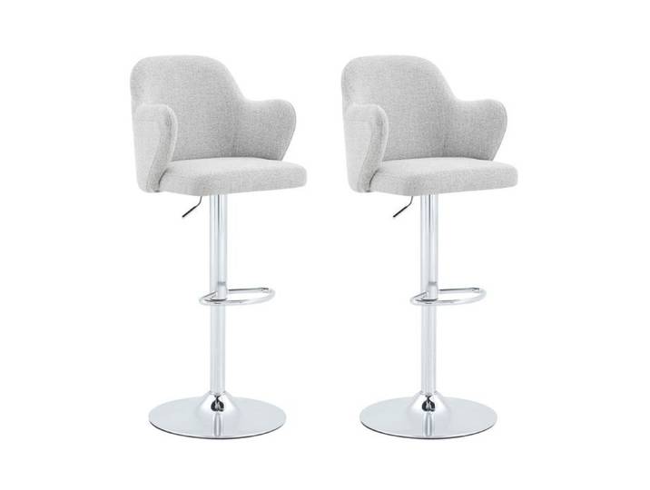 ELVORIN Lot de 2 tabourets de bar réglables en hauteur pivotants 360° tissu gris clair avec accoudoirs