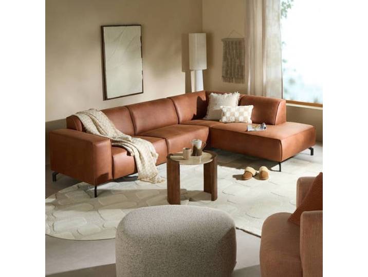 NOUS Living leren hoekbank Brent hoek rechts - cognac
