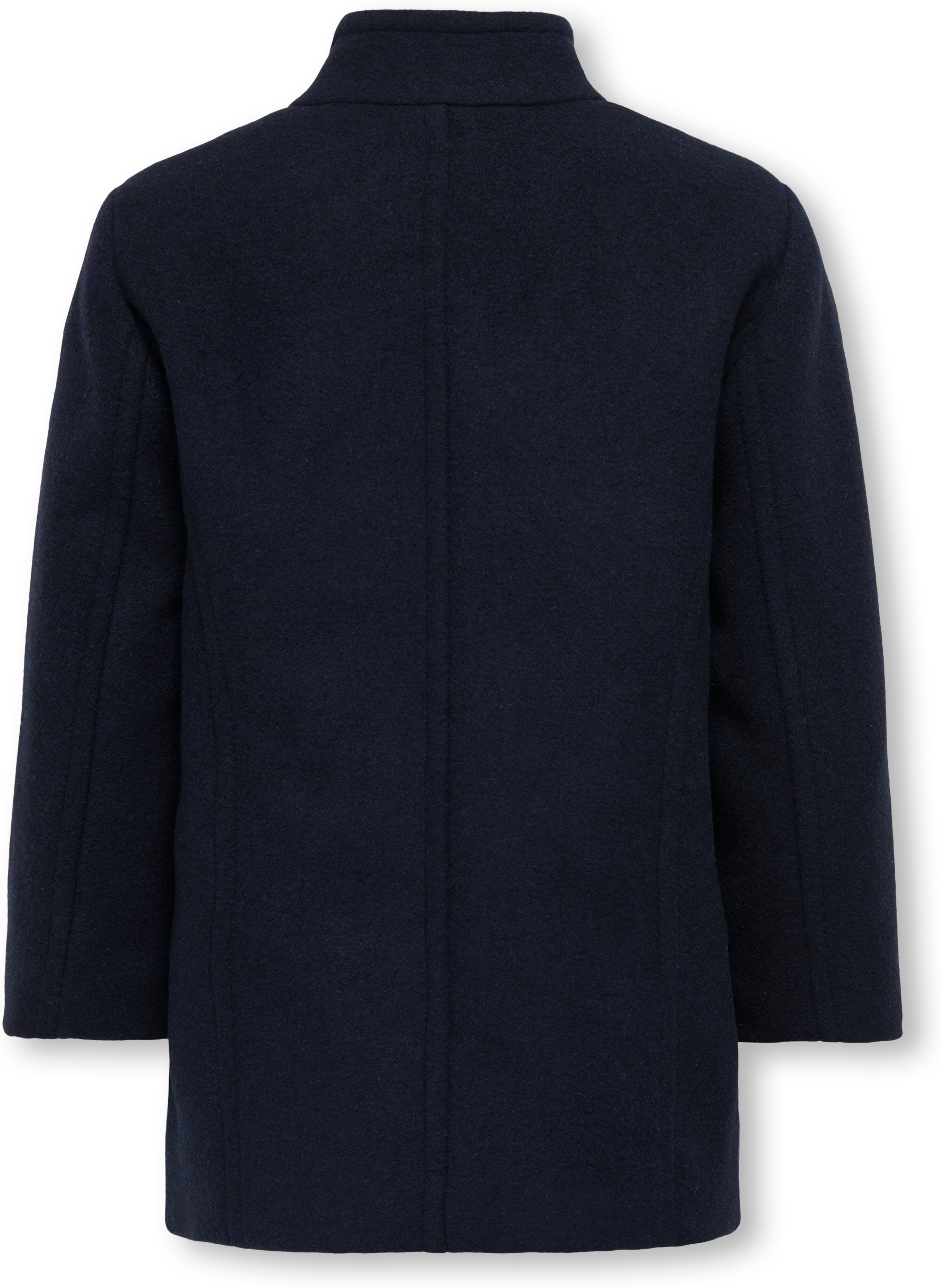 Kurzmantel KIDS ONLY "KOGLANNIE LIFE PEACOAT OTW", Mädchen, Gr. 158, blau (night sky), Web, Obermaterial: 80% Polyester, 20% Wolle, unifarben, gerade kniefrei, gerader Abschluss, Mäntel Kurzmantel night sky 158