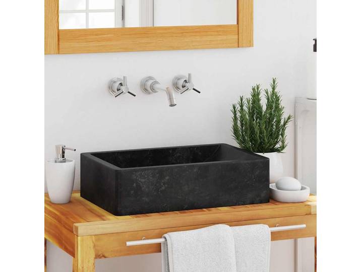 Vidaxl Evier 45x30x12 cm Marmor High Gloss Schwarz