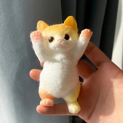 JoyToys Squishy Cat Toy Cute Realistic Cat Stress Relief Squeeze Fidget Gift yellow
