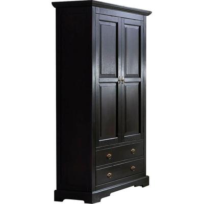 Mehrzweckschrank SIT "Potosí aus massiver Akazie mit 2 Türen und 2 Schubladen", braun (dunkelbraun), B:98cm H:183,5cm T:44cm, Massivholz, Schränke, Mehrzweckschrank, Vielseitiger Aktenschrank mit Metall-Ringgriffen