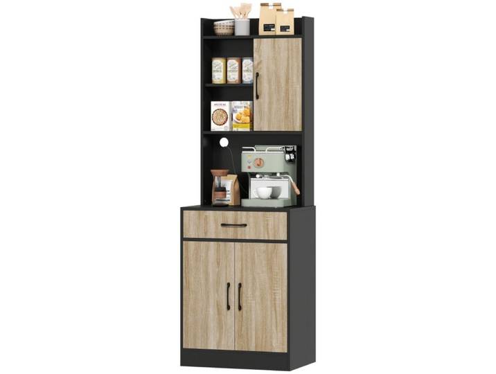 Fine Life Pro Sideboard Küchenkommode modern, Naturholz/Schwarz, Arbeitsfläche