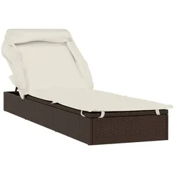 vidaXL Sonnenliege mit Faltdach Braun 213x63x97 cm Poly Rattan