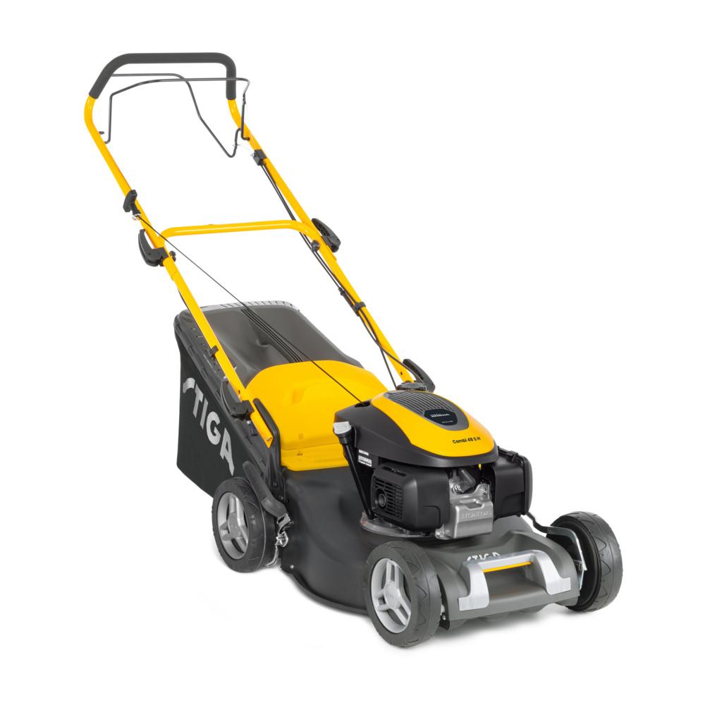 STIGA Benzin-Rasenmäher Combi 48 SH | Kraftvoller HONDA Motor | Fangkorb & Mulchfunktion | Radantrieb | 46 cm Schnittbreite