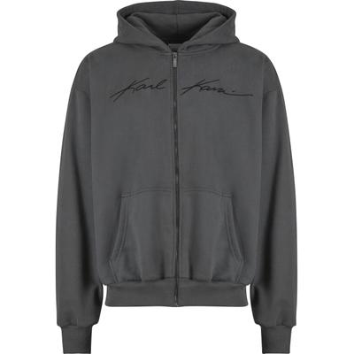 Kapuzenpullover KARL KANI "Karl Kani KK Autograph Heavy Sweat OS Ziphoodie", Damen, Gr. XS, schwarz, 80% Baumwolle, 20% Polyester, oversize, ohne Ausschnitt, Pullover Kapuzenpullover
