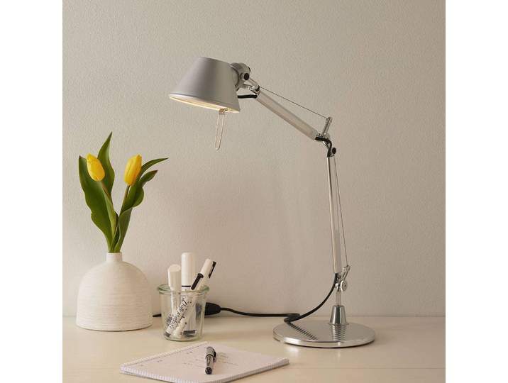 Artemide Tischleuchtelampe Tolomeo Micro, alu / grau / zink, für Arbeitszimmer / Büro, Aluminium, Design