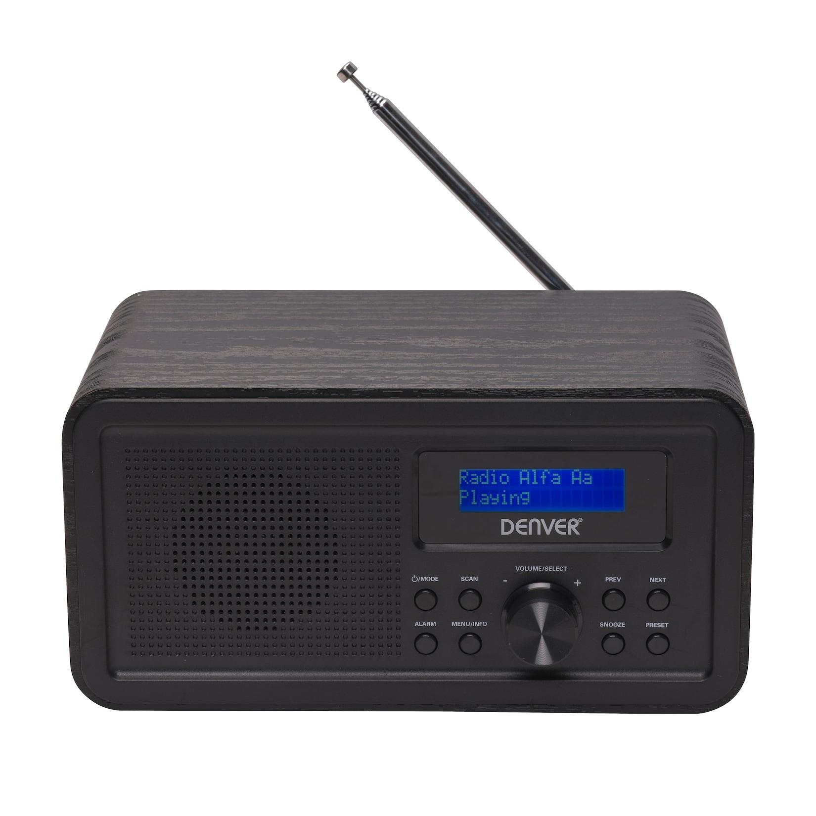 Denver DAB-30 DAB+/FM-Radio– Dual-Alarm-Wecker, Holz, schwarz