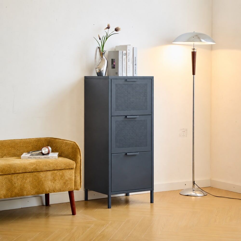 Nordlys Mueble de almacenaje 3 cajones en metal azul