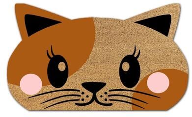 IH Casa Decor Shape Coir Door Mat Blushing Cat