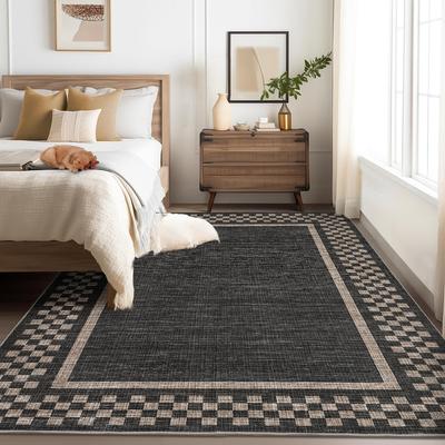 Garvee Modern Checked Border Foldable Area Rug