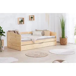 TiCAA Funktionsbett Sofabett  "Melinda" Kiefer massiv