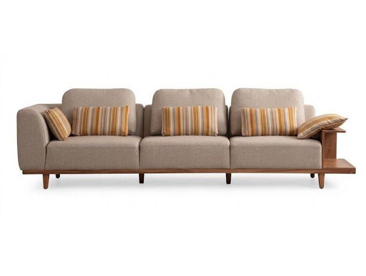 JVmoebel Big-Sofa Komfort 3-Sitzer Sofa Moderner Wohnzimmer Armlehnen Beige Stoff, 1 Teile, Einfarbig