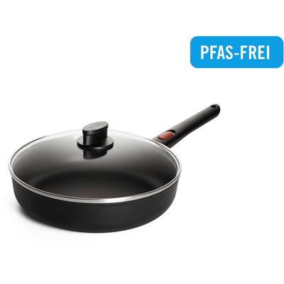 Schmorpfanne WOLL "MADE IN GERMANY - Eco Lite QXR Hochrandpfanne Ø 28 cm mit Deckel", schwarz, H:7cm Ø:28cm, Pfannen, Schmorpfanne, 100% recyceltes Aluminium