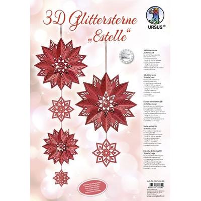 URSUS 3D-Glittersterne 'Estelle', rot