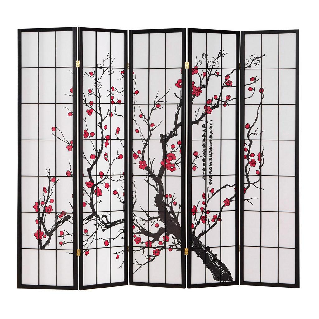 Homestyle4u Paravent, Schwarz, Holz, 220x179x2 cm, Wohnzimmer, Raumteiler & Paravents, Paravents