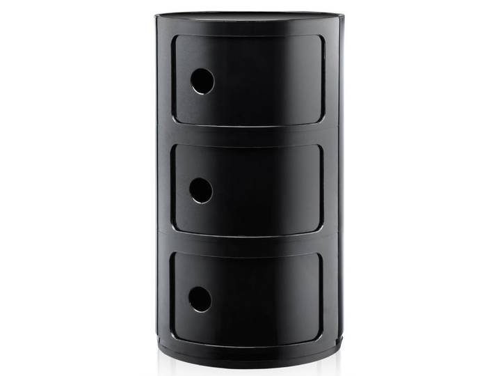 Beistelltisch, Kunststoff, Schwarz, Ø 32 cm, Mit Stauraum, Klassisch & Modern, Kartell