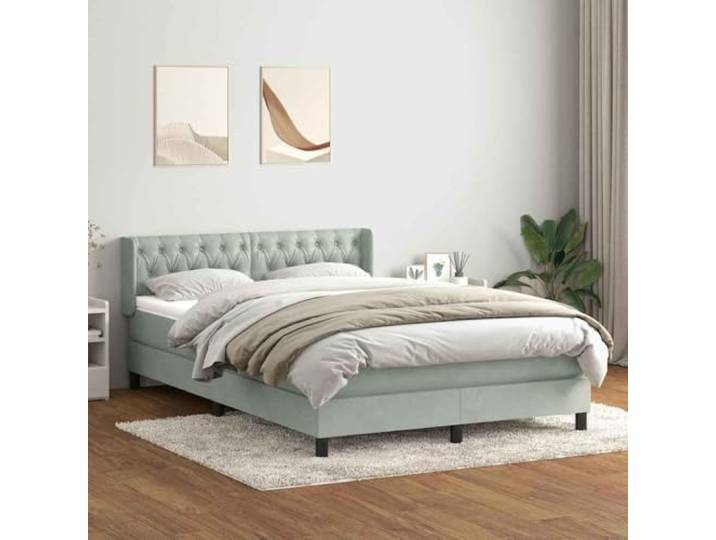 RJPLMFV Bettgestell, Velours, Hellgrau, 160 x 210 cm Taschenfederkernmatratze, verstellbarer Kopf, abnehmbarer Topper, Premium-Komfort