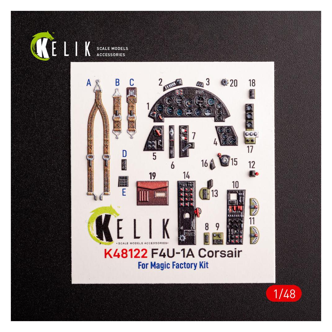 Kelik F4U-1A Corsair - interior 3D decals for Magic Factory kit (Ersatzteile) (K48122)
