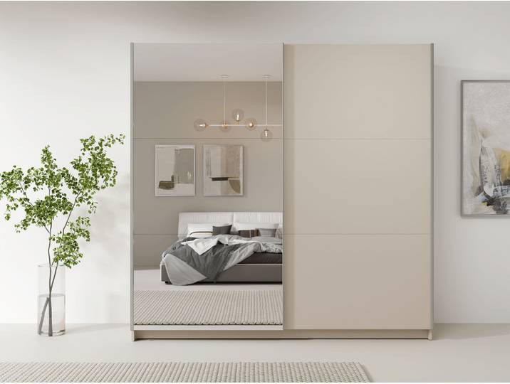 Armoire 2 portes dont 1 miroir Arsola Champagne - Basika