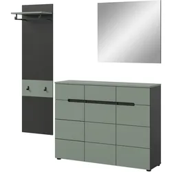 GARDEROBE-SET Salbei und grau, Garderobe 3-teilig, 180 x 190 cm, Soft-Close, Cooper
