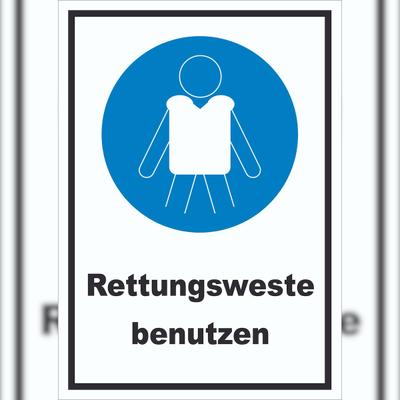 HB-Druck Rettungsweste benutzen Schild A0 Rückseite selbstklebend
