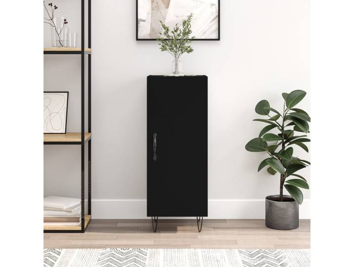 vidaXL Sideboard Schwarz 34,5x34x90 cm Holzwerkstoff