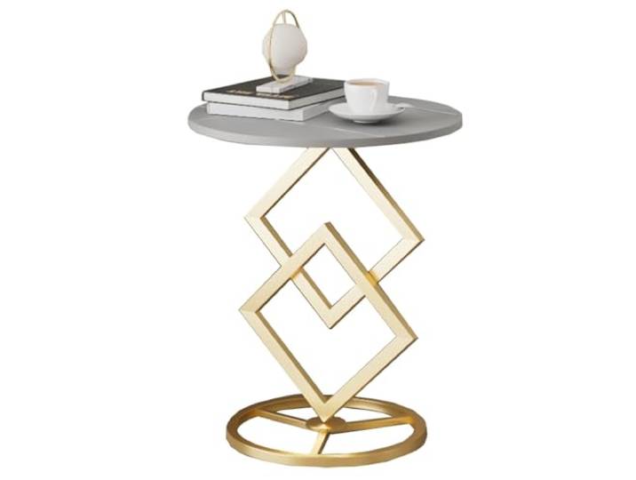 OIFAODAO Runde Tische， Kleiner runder Martini-Tisch, Couchtisch(/Gold,B)