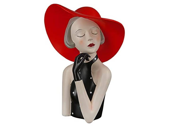 Gilde Poly Figur Dame au Chapeau Rouge - Figurines Décoratives\, Rouge\, Unique