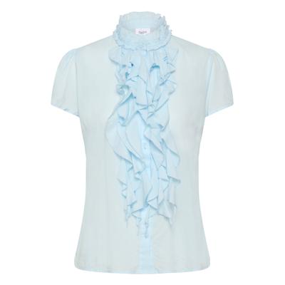 Langarmhemd SAINT TROPEZ "Damen Langarm - Hemd TilliSZ", Damen, Gr. L, N-Gr, blau (skyway), Obermaterial: 100% Baumwolle CO., Hemden