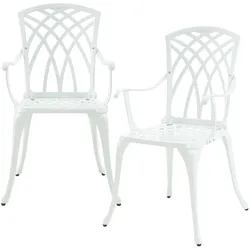 Casa.Pro, Gartentisch + Balkontisch, Bistro-Set Vena 3-tlg. Aluminiumguss Weiss (60 x 67 cm)