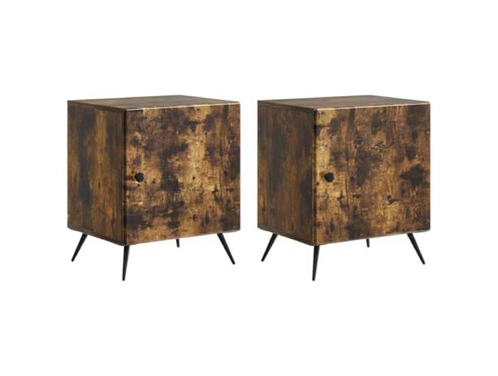 LMTYOENFG 2er Set Nachttisch Beistelltisch Geräucherte Eiche 43x34,5x50cm Funktionaler Beistellschrank fürs Schlafzimmer: Geschlossenes Fach, Schubkasten und strapazierfähiger Holzwerkstoff.