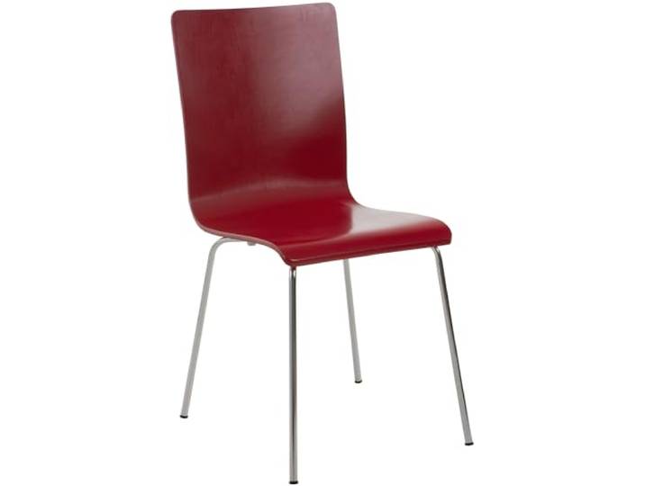 CLP Besucherstuhl Pepe I Ergonomisch Geformter Lehnstuhl Mit Holzsitz I Stabiles Metallgestell I Komfort Und Stil Mit Robuster Konstruktion Farbe rot