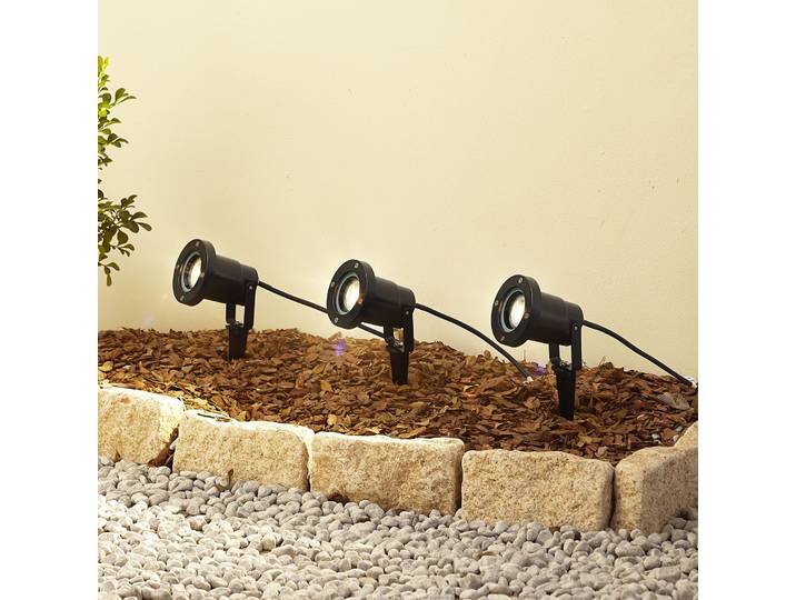 Thorgal Lampe de Jardin w/Lance Ø9,8 3pcs Noir - Lindby - Terrasse - Moderne - Plastique - À ampoule unique