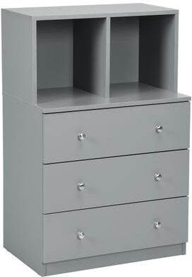 Costway 3 Drawer Dresser with Cubbies Storage Chest for Bedroom Living Room-Gray
