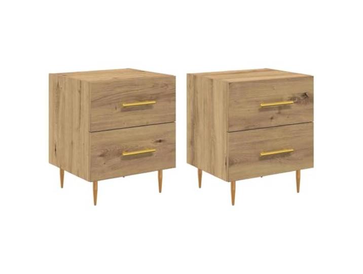 LMTYOENFG 2er Set Nachttisch mit Schublade Artisan-Eiche 40x35x47,5cm Vielseitiges Beistellmöbel fürs Schlafzimmer mit Metallbeinen und robuster Ablagefläche für den täglichen Bedarf.