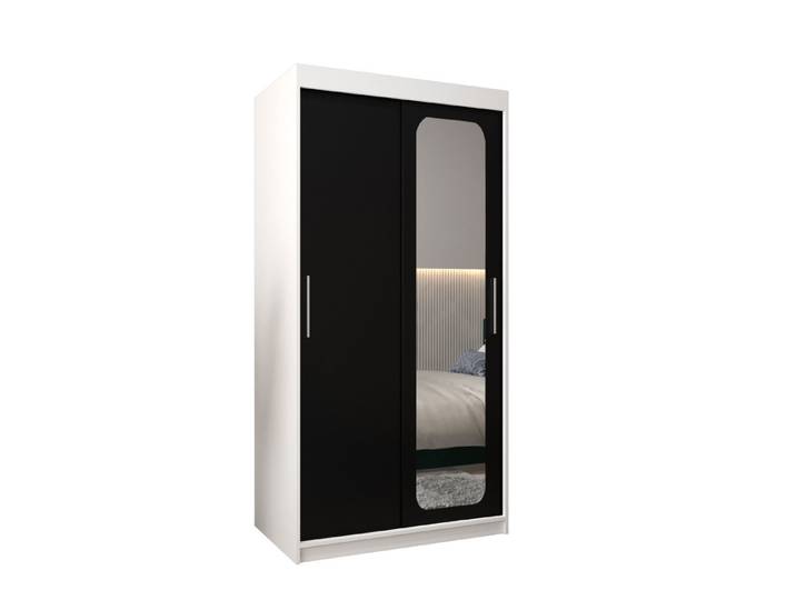 ABIKS MÖBEL Schwebetürenschrank Promo T2 Schlafzimmerschrank - mit Spiegel, Kleiderstange, Regalen