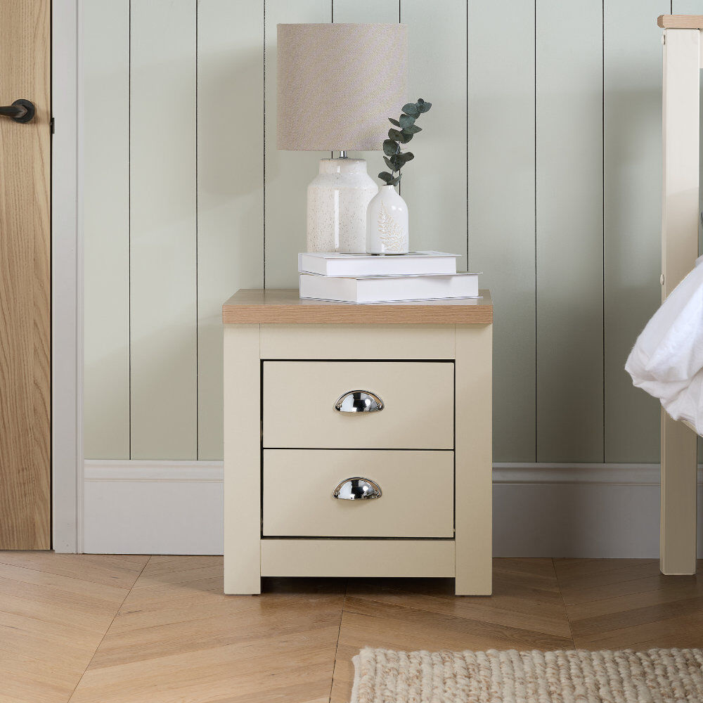 August Grove Napanoch 2 Drawer Bedside Table Cream 48cm H X 44.6cm W X 39.5cm D