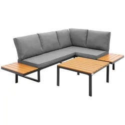 GARTENMÖBEL SET 3 tlg in Grau-Holzoptik mit Stahlgestell