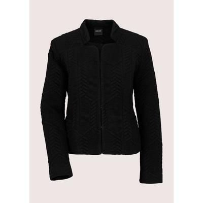 Jackenblazer MADELEINE "Kurzjacke Eleganter Jerseyblazer im Zopf-Design", Damen, Gr. 36, schwarz, Modern, hoch geschlossener Ausschnitt, Blazer, Markantes Zopf-Design