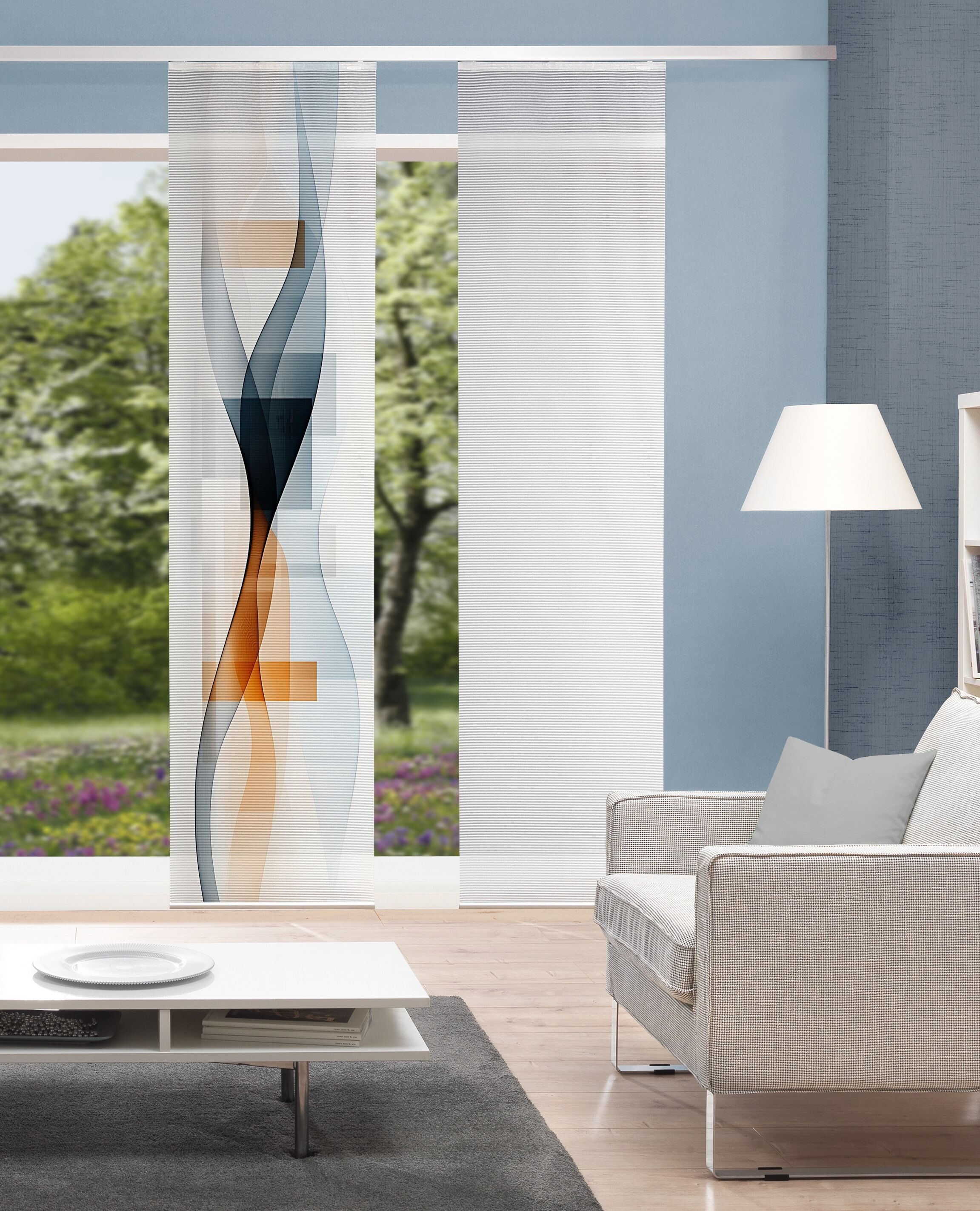 Schiebegardine VISION S "LUMA", terra, B:60cm H:260cm, Polyester, Polyester, Gardinen, Schiebegardine, digital bedruckt terra 260cm, Paneelwagen, 60cm
