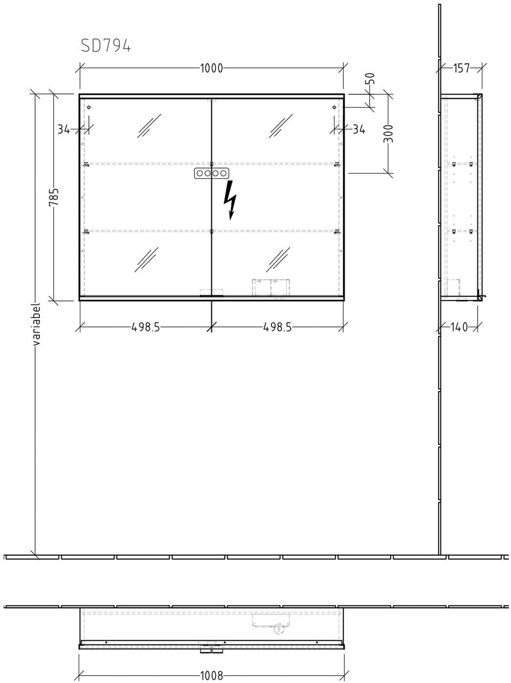 Sanipa Reflection Spiegelschrank MARIE 100 cm mit LED-Beleuchtung, Korpus: Melamin